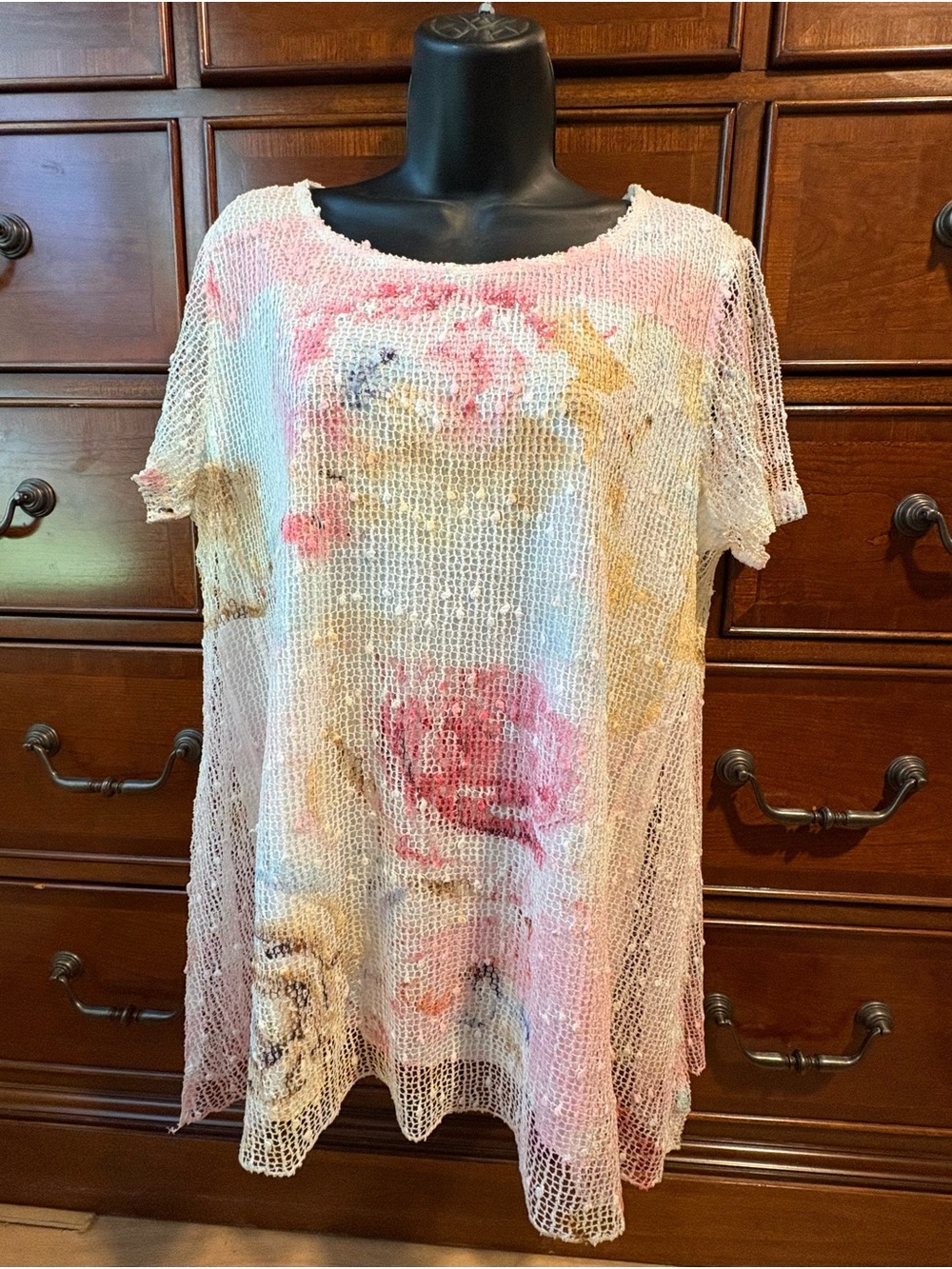 Women's Sheer Floral Mesh Tunic